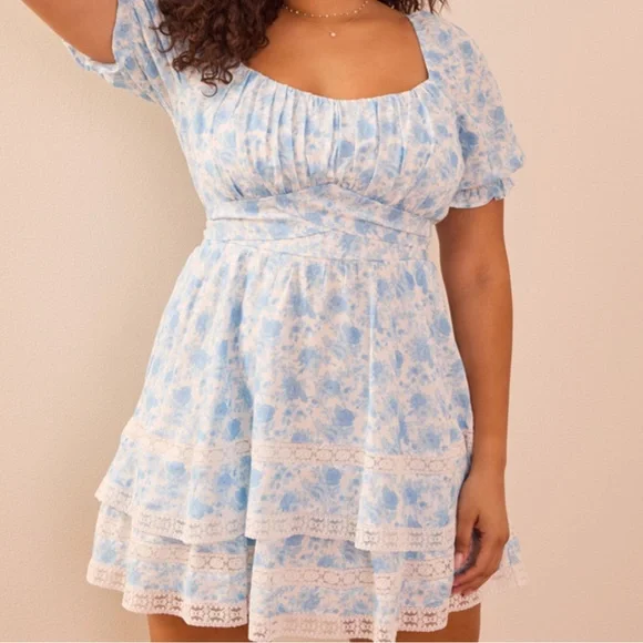 arula blue dress Amarina Dress with Frills